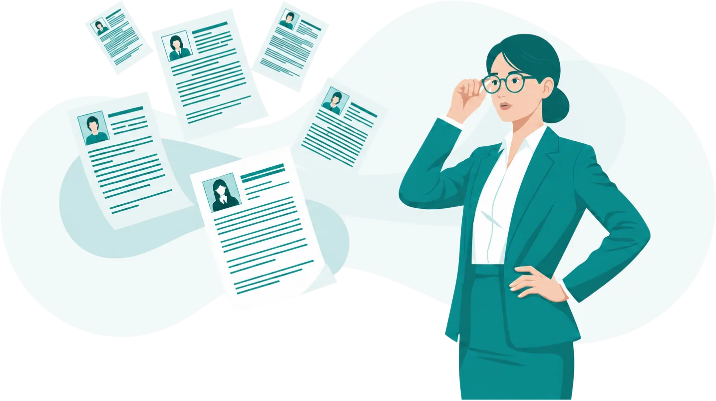 Illustration of an experienced care coordinator reviewing case files